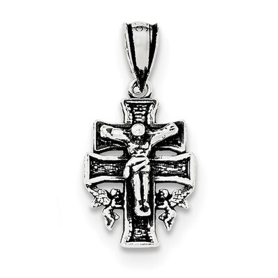 Mini INRI Crucifix Pendant Sterling Silver Antiqued QC8138, MPN: QC8138, 191101453410