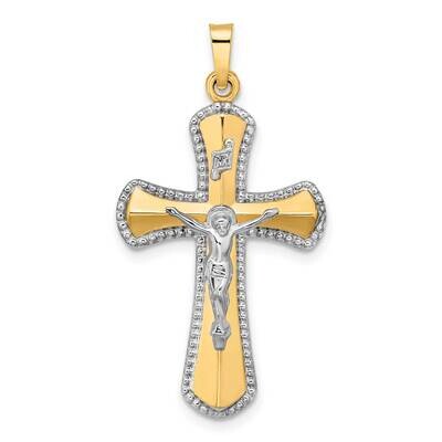 White Rhodium Hollow Inri Crucifix Pendant 14k Two-Tone Gold XR2062, MPN: XR2062, 883957437668