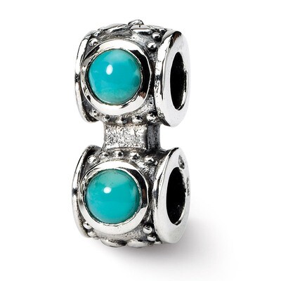Turquoise Synthetic Diamond Connector Bead - Sterling Silver QRS147, MPN: QRS147, 883957719856