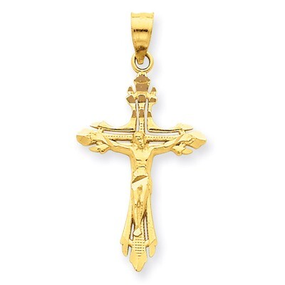 Crucifix Pendant 14k Gold Diamond-cut C3920, MPN: C3920, 886774023038