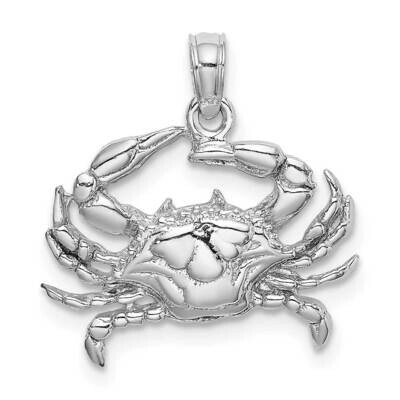 2-D Blue Crab Charm 14k White Gold C3413W, MPN: C3413W, 637218178407