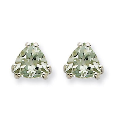 7mm Trillion Green Quartz Earrings 14k White Gold XE95WCG, MPN: XE95WCG, 883957110172