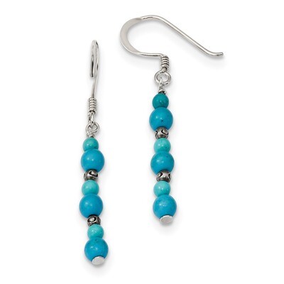 Howlite Recon. Magnesite Shepherd Hook Earrings Sterling Silver QE13109, MPN: QE13109, 883957753690
