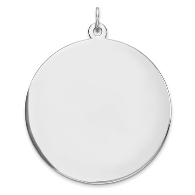 Engravable Rnd Polish Front Back Disc Charm Sterling Silver Rhodium-plated QM376/35P, MPN: QM376/35…