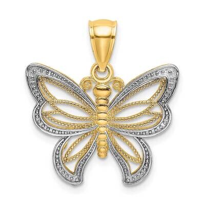 Butterfly with White Beaded Wings Charm 14k Gold Rhodium K9237, MPN: K9237, 637218086313