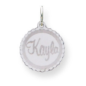 Scalloped Round Disc Nameplate 14k White Gold XNA107W, MPN: XNA107W, 191101541049