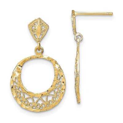 Fancy Post Dangle Earrings 14k Gold TE875, MPN: TE875, 637218107797