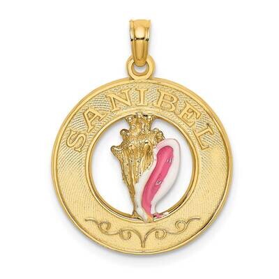 Sanibel Round Frame with Enamel Conch Shell Charm 14k Gold K7083, MPN: K7083, 637218174188
