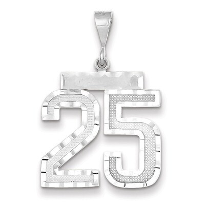 Number 25 Charm 14k white Gold Large Diamond -cut WLN25, MPN: WLN25, 883957123547