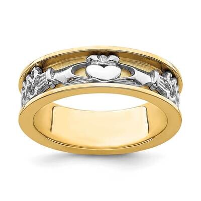 Two Tone Claddagh Band 14k Gold R872, MPN: R872, 196904045282
