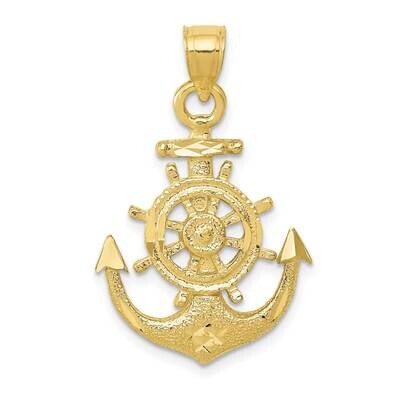 Satin Diamond-Cut Anchor Pendant 10k Gold 10K6092, MPN: 10K6092,