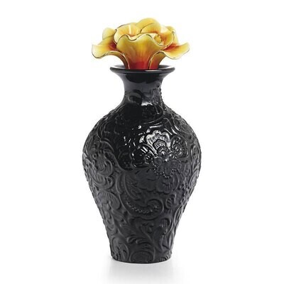 Franz Porcelain Fragrant Flowerblack With Yellow Flower Perfume Bottle FZ02153, MPN: FZ02153,