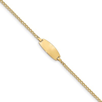 5.5 Inch Oval ID Semi-Solid Curb Bracelet 14k Gold DCID144-5.5, MPN: DCID144-5.5, 883957314242