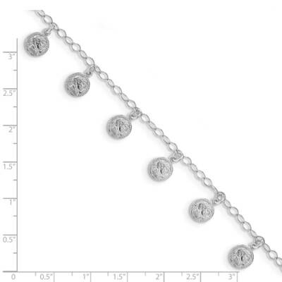 Leslie&#39;s Roman Coin Charm Bracelet Sterling Silver Rhodium-plated HB-QLF1160-7.25, MPN: QLF1160-7.2…
