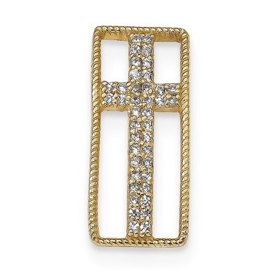 CZ Diamond Cross Slide Sterling Silver Gold-tone QC9084, MPN: QC9084,