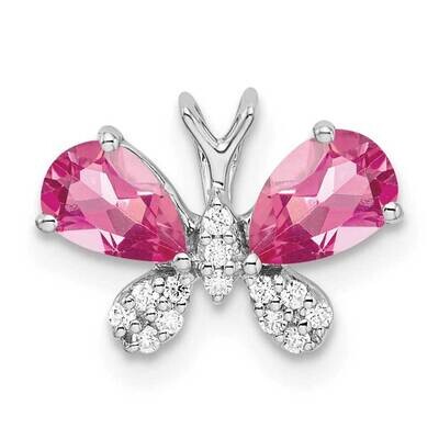 Pink Tourmaline &amp; Diamond Butterfly Chain Slide 14k White Gold PM8473-PT-007-WA, MPN: PM8473-PT-007…