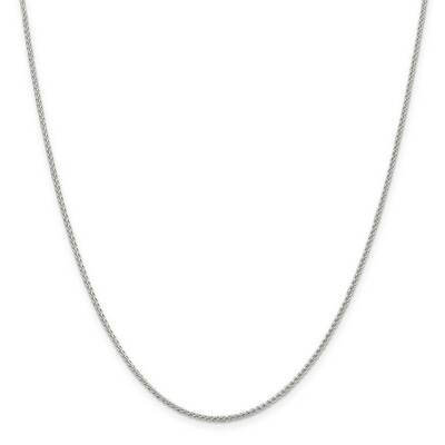 1.5mm Round Spiga Necklace Sterling Silver Rhodium Plated QSP035R, MPN: QSP035R, 886774126036