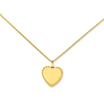Kelly Waters Medium Polished Engravable Heart Disc Necklace 18 Inch Gold-plated KW350-18, MPN: KW35…