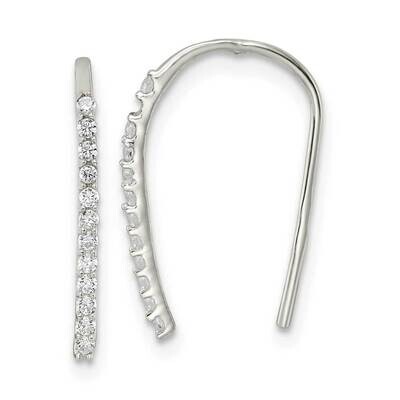 CZ Diamond Threader Earrings Sterling Silver Polished QE16221, MPN: QE16221, 196904150016