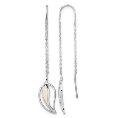 Mop Leaf Threaded Earrings Sterling Silver Rhodium-Plated Polished QE16548, MPN: QE16548, 196904165…