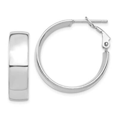 7mm Omega Back Hoop Earrings 14k White Gold High Polished PRE961W, MPN: PRE961W, 191101984860