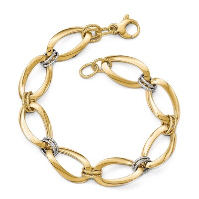 Leslie&#39;s Diamond-cut Fancy Link Bracelet 8 Inch 14k Two-tone Gold Polished HB-LF606-8, MPN: LF606-8…