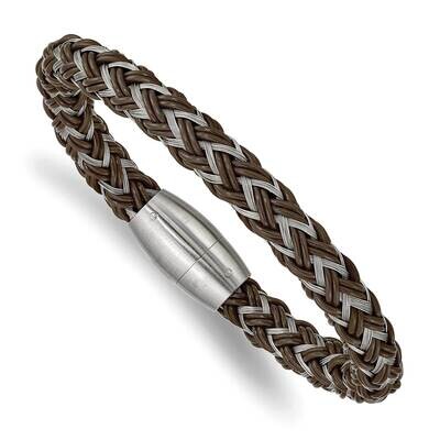Wire and Rubber Braided 8.5 Inch Bracelet Stainless Steel Brushed SRB2445-8.5, MPN: SRB2445-8.5, 19…