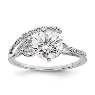 Overlap CZ Diamond Ring Sterling Silver Rhodium-Plated QR7308, MPN: QR7308,