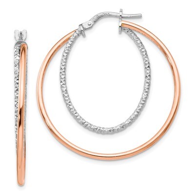 Leslie&#39;s Diamond-cut Hoop Earrings Sterling Silver Rose-tone HB-QLE1116, MPN: QLE1116, 191101735868