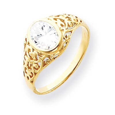 Cubic Zirconia Ring 14k Gold 7x5mm Oval Y4673CZ Diamond, MPN: Y4673CZ, 883957584119