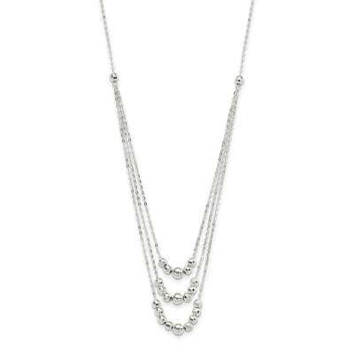 3-Strand Beaded Necklace 16 Inch Sterling Silver Polished QG6006-16, MPN: QG6006-16, 191101781612