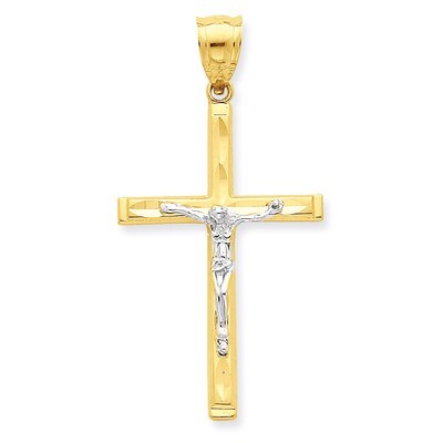 Diamond-Cut Crucifix Pendant 10K Gold &amp; Rhodium 10C1063, MPN: 10C1063, 886774019260