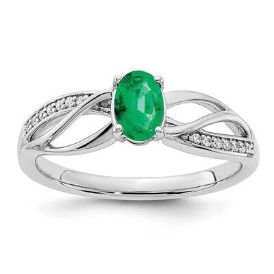 Emerald and Diamond Ring 14k White Gold Polished RM8001-EM-009-WA, MPN: RM8001-EM-009-WA,