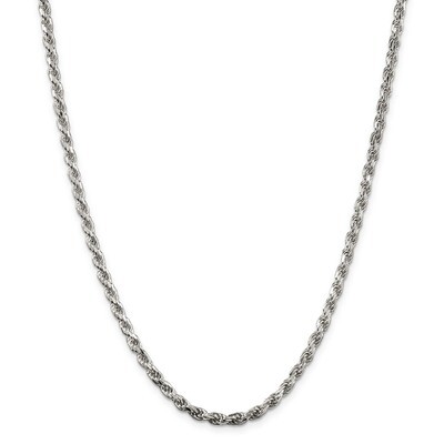 26 Inch 3.5mm Diamond-cut Rope Chain Sterling Silver QDC080-26, MPN: QDC080-26, 883957206516