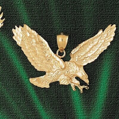 Dazzlers Jewelry Flying Eagle Pendant Necklace Charm Bracelet in Yellow, White or Rose Gold 2781, M…