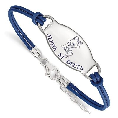 Alpha Xi Delta Enameled Leather Bracelet Sterling Silver SS018AXD-7, MPN: SS018AXD-7, 886774602691