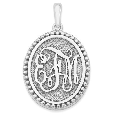 Antiqued or Sandblast Monogram Pendant 14k White Gold Casted High Polished XNA525W, MPN: XNA525W,