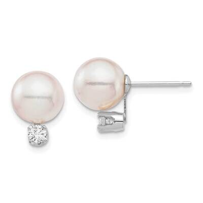 8-9mm Round White Saltwater Akoya .20Ct. Diamond Earrings 14k White Gold XFW682E, MPN: XFW682E, 191…