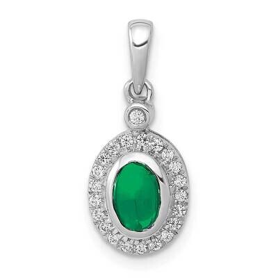 Halo Diamond &amp; Cabochon .6 Emerald Pendant 14k White Gold PM4036-EM-012-WA, MPN: PM4036-EM-012-WA, …