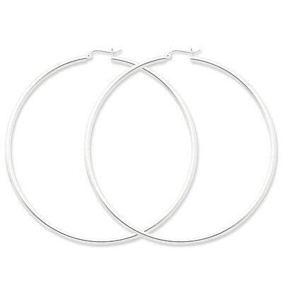 2.5mm Round Hoop Earrings Sterling Silver Rhodium-plated QE4395, MPN: QE4395, 883957930152