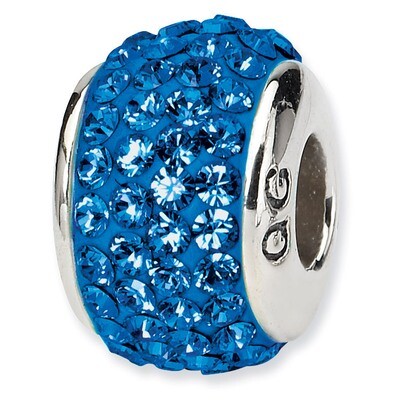 Medium Blue Full Swarovski Elements Bead Sterling Silver QRS1993, MPN: QRS1993, 883957514949