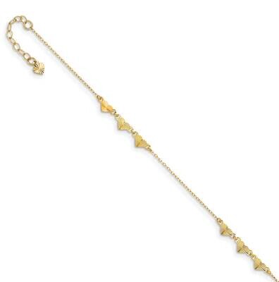 Diamond-Cut Hearts 9 Inch Plus 1 Inch Extender Anklet 14k Gold ANK307-9, MPN: ANK307-9, 883957183787