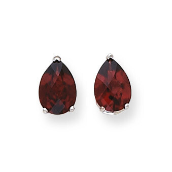 9x6mm Pear Garnet Checker Earrings 14k White Gold XE82WGC, MPN: XE82WGC, 883957104034
