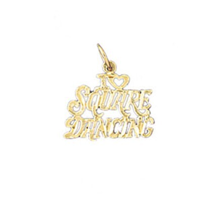 Dazzlers Jewelry I Love Square Dancing Pendant Necklace Charm Bracelet in Yellow, White or Rose Gol…