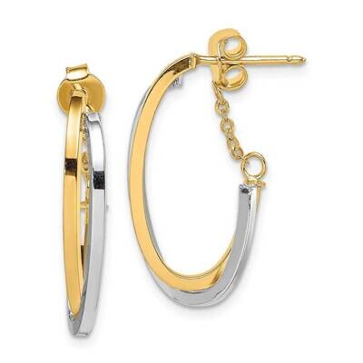 Hoop with Chain Post Earrings 14k Two-tone Gold Polished TF1620, MPN: TF1620, 191101982996