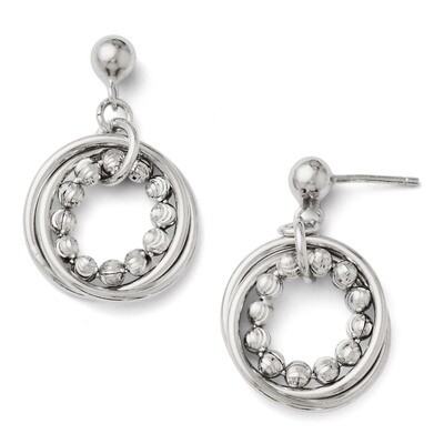 Leslie&#39;s Polished and Diamond-cut Post Dangle Hoop Earrings - Sterling Silver HB-QLE113, MPN: QLE11…