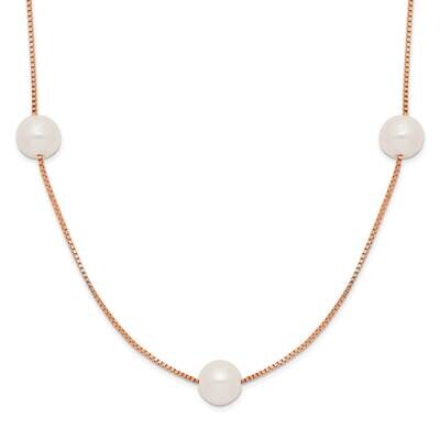 5-6mm Round White Cultured Freshwater Pearl 9-Station Necklace 14k Rose Gold XF772R-18, MPN: XF772R…