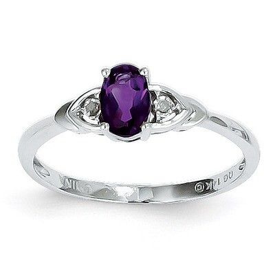 Amethyst Diamond Ring 14k White Gold Genuine XBR419, MPN: XBR419, 883957484693