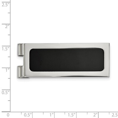 Black Agate Inlay Money Clip Stainless Steel Polished SRM173, MPN: SRM173, 191101017902