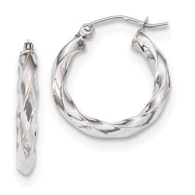 3mm Twisted Hoop Earrings 10k White Gold 10TC401W, MPN: 10TC401W, 191101344343